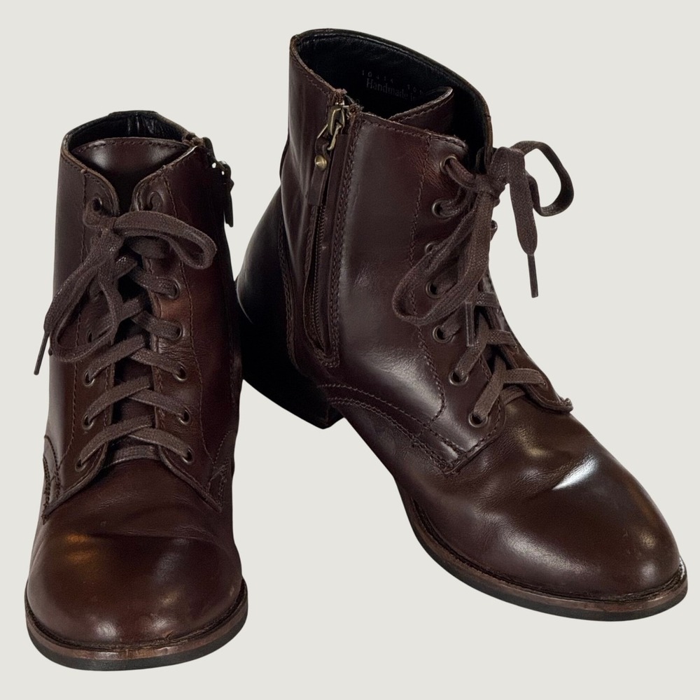 Thursday Boot Company Everyday Brown Leather Ankle Boots Lace Zip Womens 8.5 - Picture 9 of 14